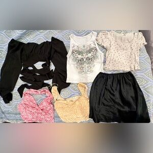 Lot of 6 JRs Pieces, Crop-Tops, Tank Tops, Short Slip - VGUC - All Tops S/Slip M
